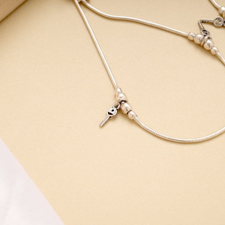Tiny Key with Adjustable Silver Anklet