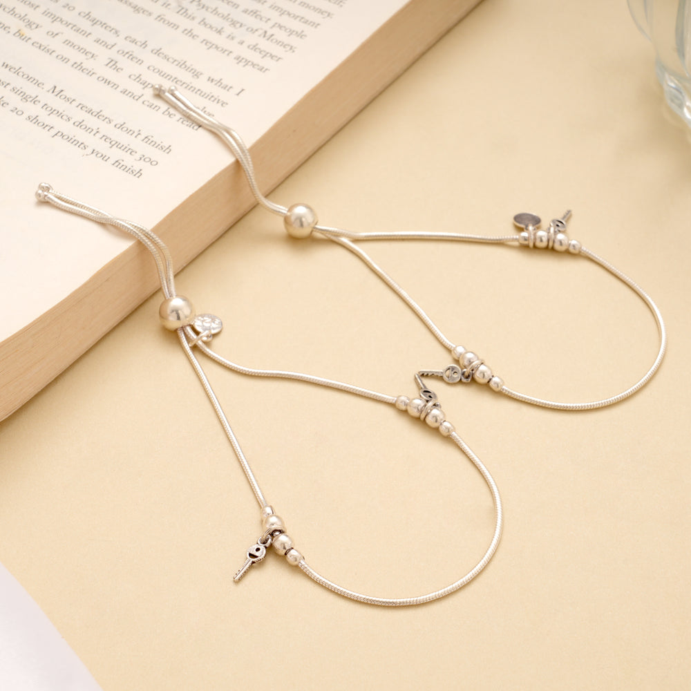 Tiny Key with Adjustable Silver Anklet