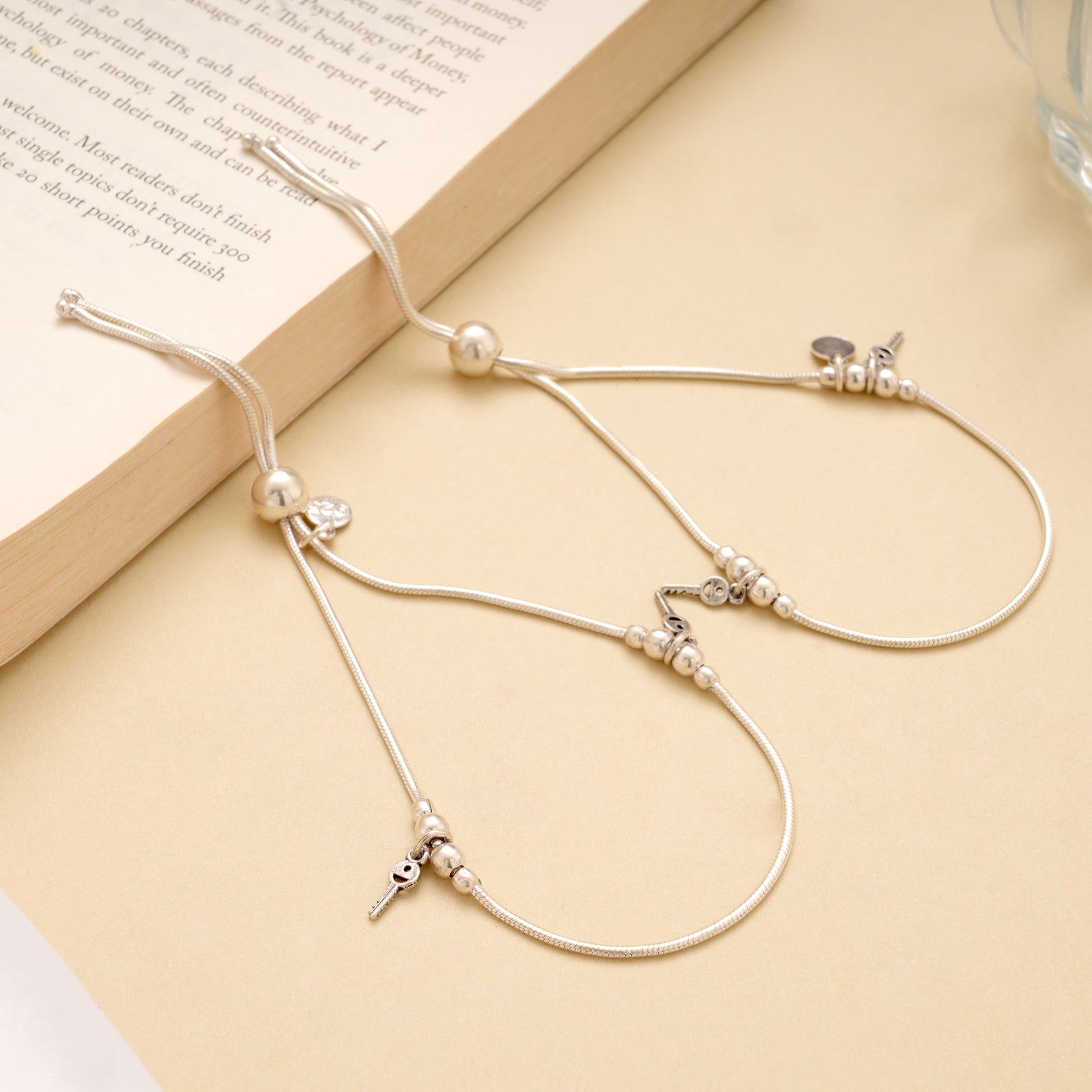 Tiny Key with Adjustable Silver Anklet
