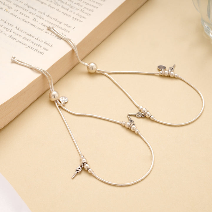 Tiny Key with Adjustable Silver Anklet