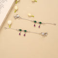 Dual Circle Emerald Ruby Drop Silver Baby Anklet