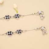 Double Circle Design White Stone Silver Baby Anklet