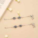 Double Circle Design White Stone Silver Baby Anklet