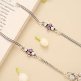 Ruby Leaf Design Silver Baby Anklet