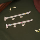 Multicolour Enamel Heart Design Silver Anklets