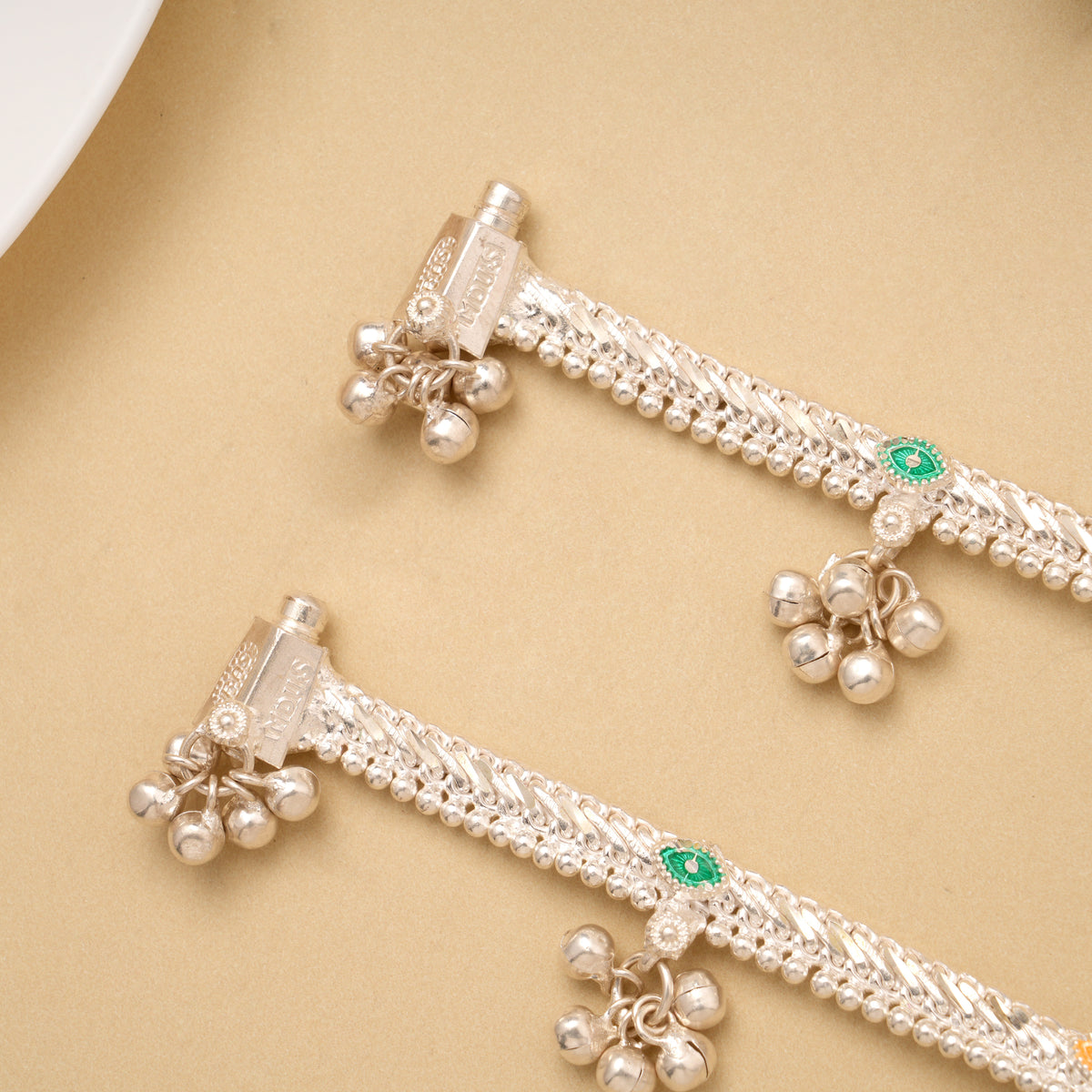 Dual Colour Enamel Baby Silver Anklet