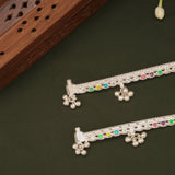 Minimal Heart Design Colourful Enamel Silver Anklets