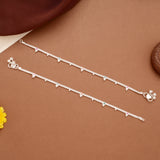 Classic Linear Braided Emoji Design Silver Anklets