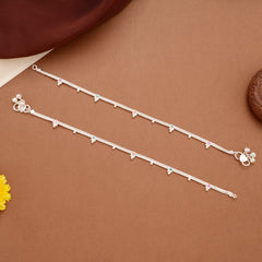 Classic Linear Braided Emoji Design Silver Anklets