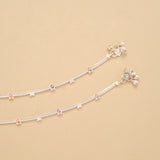 Silver Braided Enamel Beaded Anklet