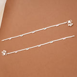 Regal Linear Braided Circle Enamel Silver Anklets