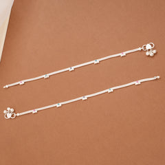 Regal Linear Braided Circle Enamel Silver Anklets