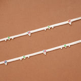 Multicolour Heart Enamel Design Beaded Silver Anklets