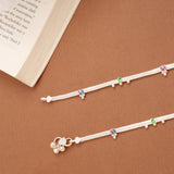 Multicolour Heart Enamel Design Beaded Silver Anklets