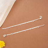 Multicolour Heart Enamel Design Beaded Silver Anklets