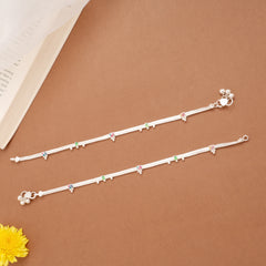 Multicolour Heart Enamel Design Beaded Silver Anklets