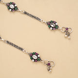 Elegant Oval Shape White Stone Silver Anklet