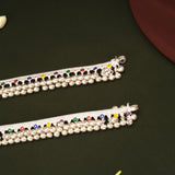 Modern Multicolour Circle Flower Enamel Silver Anklets