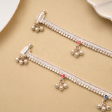 Dual Colour Enamel Bead Drop Silver Anklet