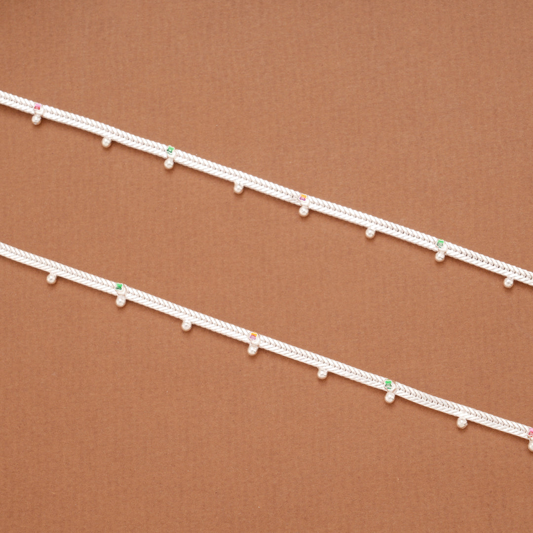 Tiny Charm Clover Flower Enamel Silver Anklets
