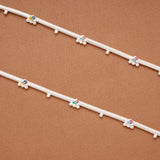 Classic Leafy Enamel Design Silver Anklets