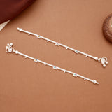Classic Leafy Enamel Design Silver Anklets
