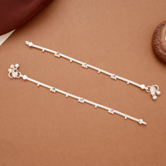 Classic Leafy Enamel Design Silver Anklets