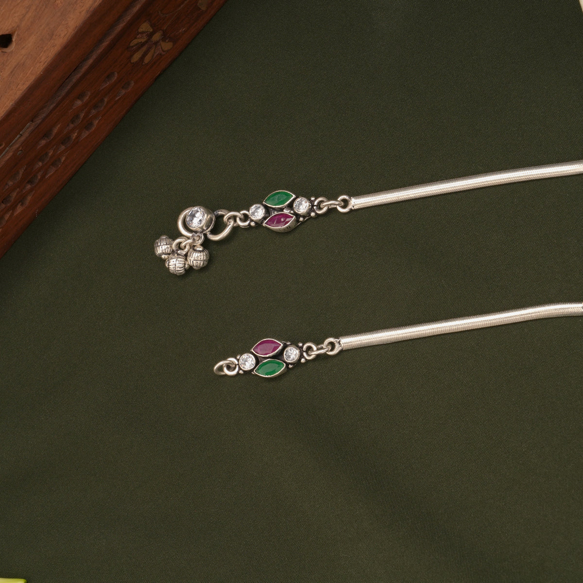 Antique Dual Oval Shape Silver Anklets