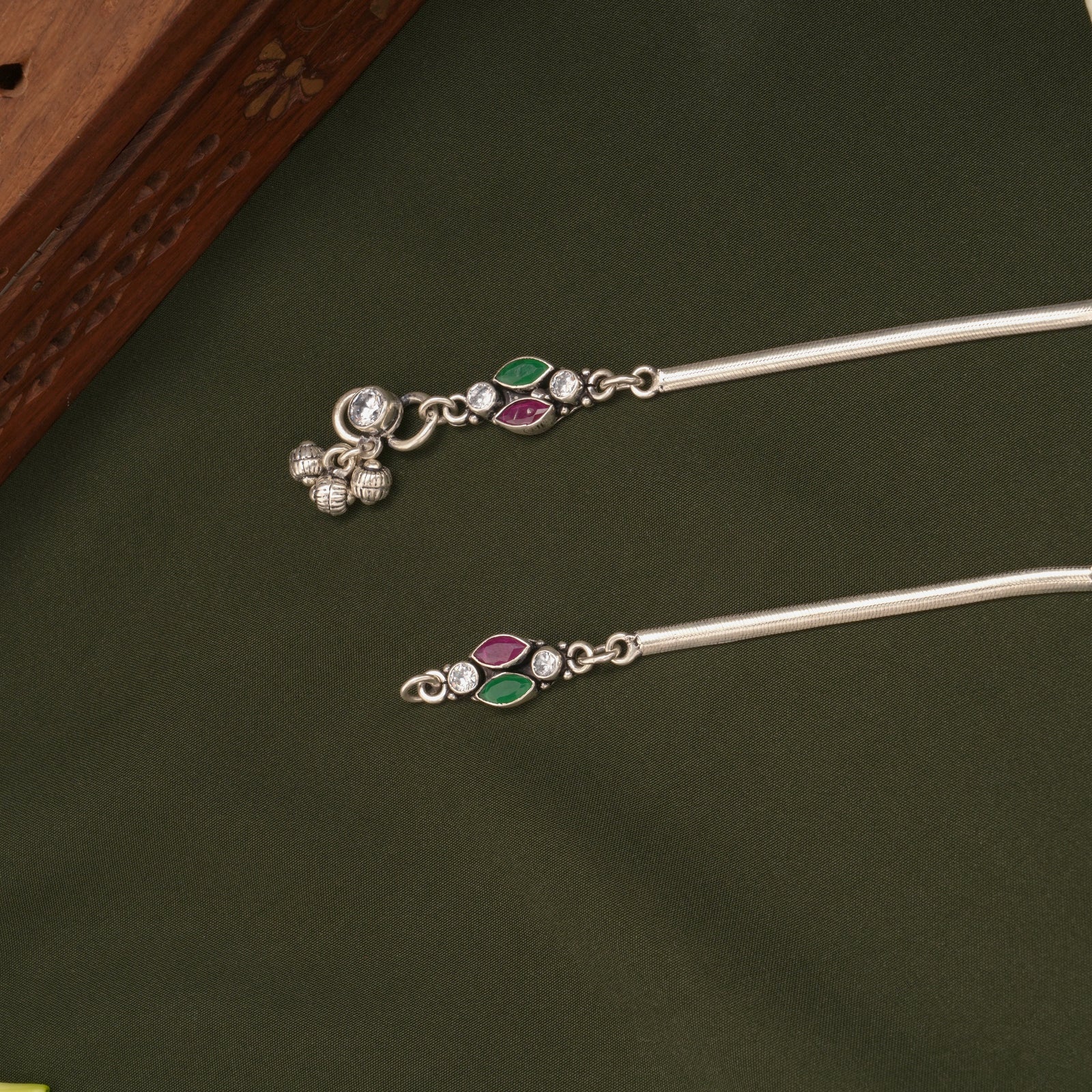 Antique Dual Oval Shape Silver Anklets