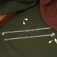 Antique Dual Oval Shape Silver Anklets
