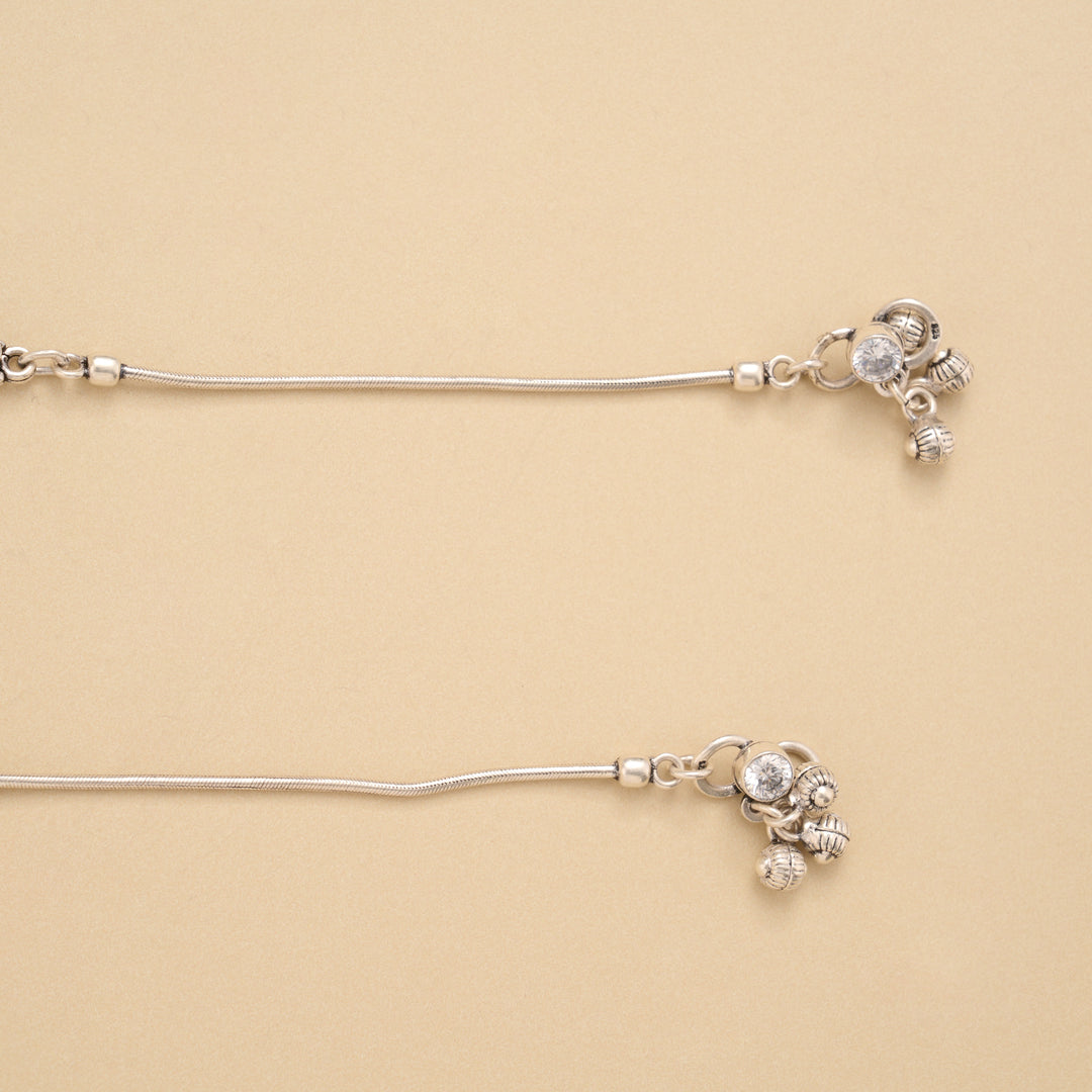 Blossom Floral Tear Drop Silver Anklet