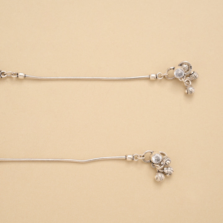 Blossom Floral Tear Drop Silver Anklet
