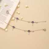 Dual Oval Shape Ruby Silver Anklet