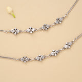 Minimal Linear Square White Stone Silver Anklet