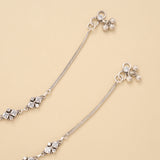 Minimal Linear Square White Stone Silver Anklet