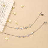 Minimal Linear Square White Stone Silver Anklet