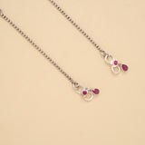 Classic Circle Design Ruby Emerald Silver Anklet