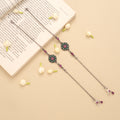 Classic Circle Design Ruby Emerald Silver Anklet