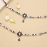 Blossom Floral Star Drop Silver Anklet
