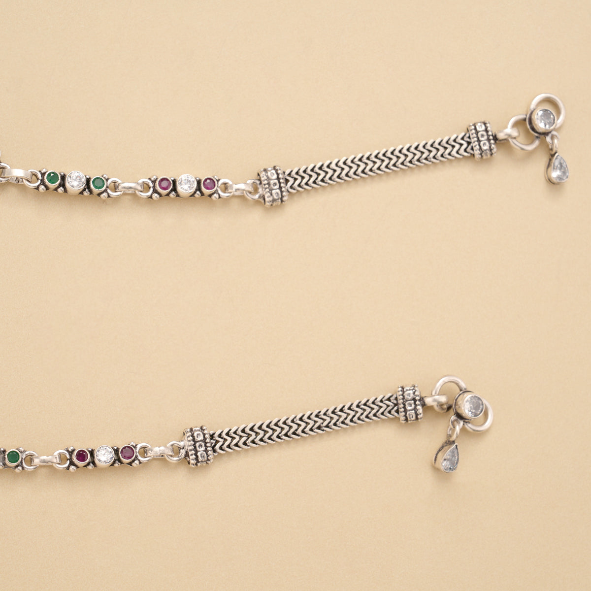 Blossom Floral Star Drop Silver Anklet