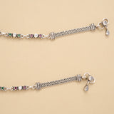 Blossom Floral Star Drop Silver Anklet