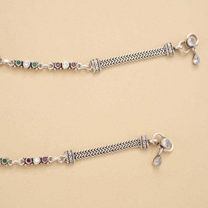 Blossom Floral Star Drop Silver Anklet