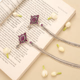 Elegant Ruby Flower Silver Anklet