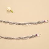 Elegant Ruby Flower Silver Anklet