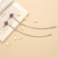 Elegant Ruby Flower Silver Anklet