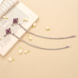 Elegant Ruby Flower Silver Anklet