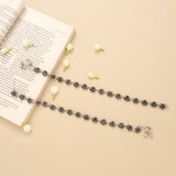 Regal Linear Ruby Emerald Silver Anklet