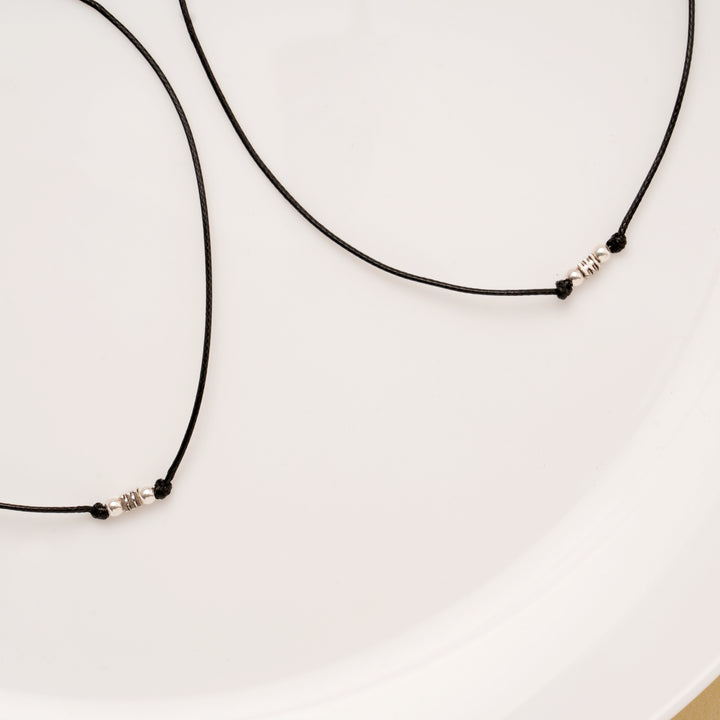 Minimalist Black Thread Silver Anklets