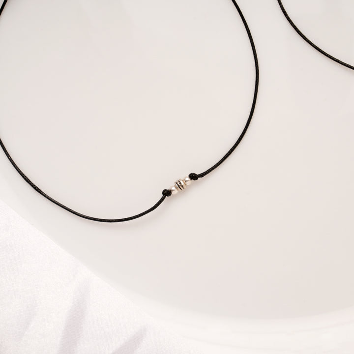 Little Charm Black Thread Silver Anklets