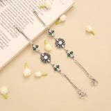 Blossom Floral Ruby Emerald Silver Anklet